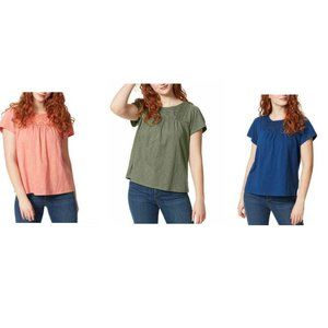 NWT Ella Moss Women Short Sleeve Crew Neck Eyelet Knit Top Size S M L XL 2XL $60